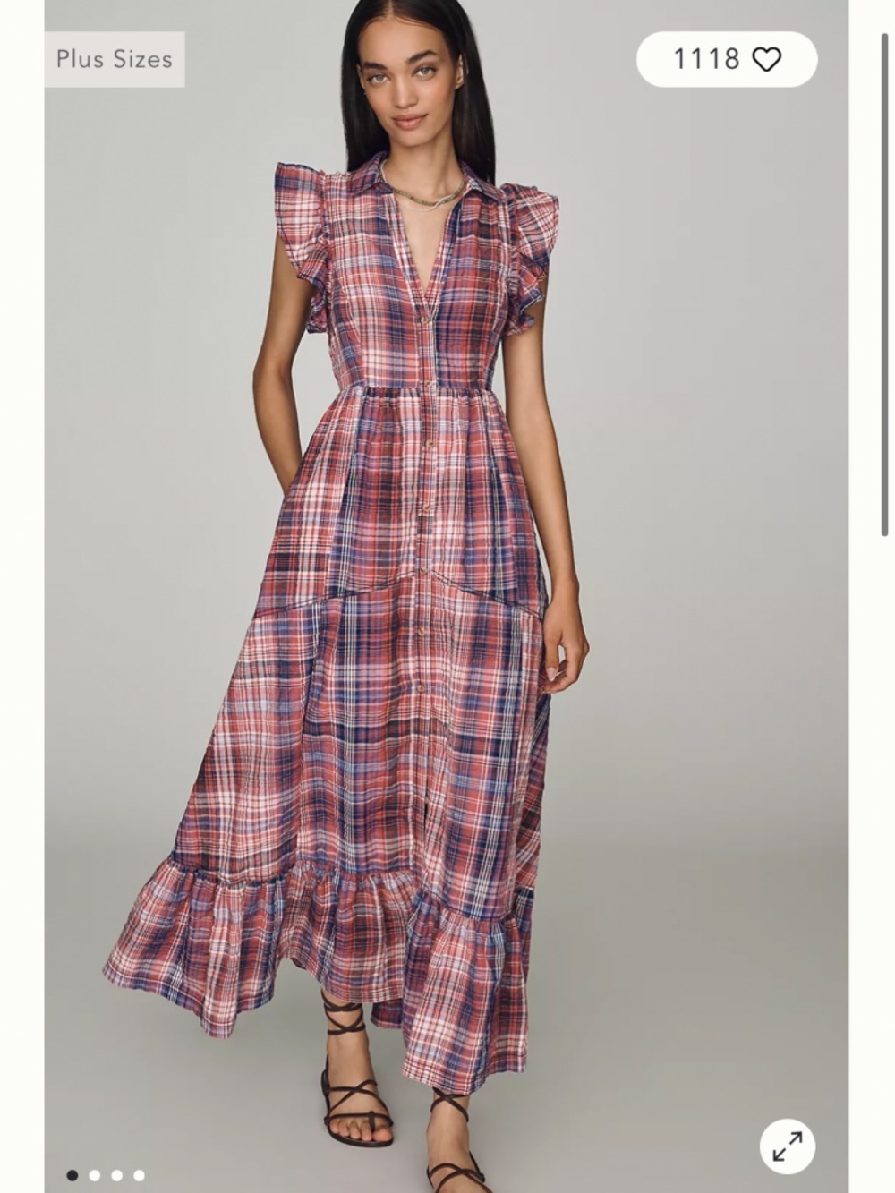 NWT Anthro Pilcro Plaid ruffle maxi dress size small